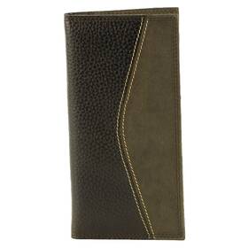 1722br American Bison Tall Rodeo Wallet Two Tone Brn