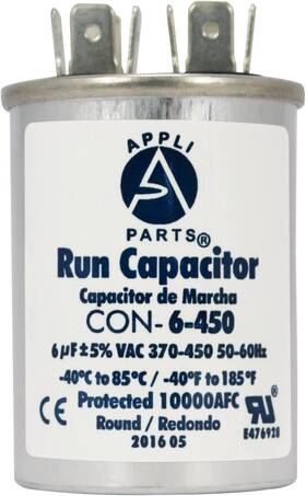 Con-6-450 Ap Appli Parts Run Capacitor For Ac 6 Mfd Uf Microfarads 370 Vac Or 450