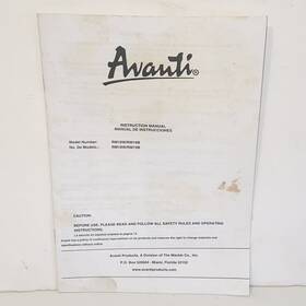 Rm18w Avanti Rm19b Mini Fridge Instruction Manual Model #rm18w/rm19b