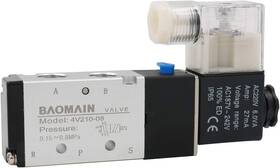 4v210-08 Baomain 711811396212 Pneumatic Air Control Solenoid Valve 220v Ac 5 Way 2