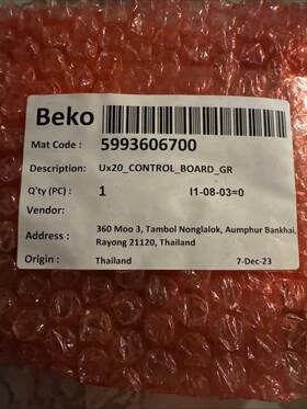 5993606700 Beko Ux20 Control Board Gr Oem Thailand 5993606700 Beko Ux20 Control Board Gr Oem Thailand