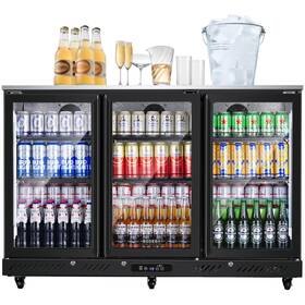 Btc-320fc-bk Bodega Bodegacooler Commercial Bar Cooler With 3 Glass Doors 12 Cu.ft Counter Height