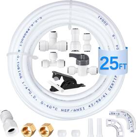 Branded01 705353501838 Refrigerator Water Line Kit - Food Grade Ice Maker Fridge Installation 1/4 Inch