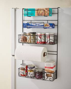 Brylanehome 197380884822 Scroll Refrigerator Side Storage Rack - Black Brylanehome 197380884822 Scroll Refrigerator Side Storage Rack - Black