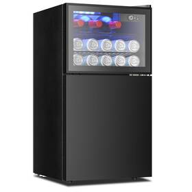Euhomy 850052496814 Double Door Mini Fridge With Freezer Freestanding Drink Reversib