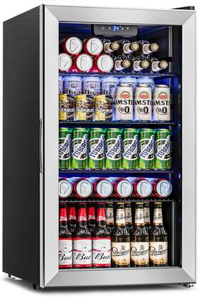 Zx-br-110 Feelfunn Beverage Refrigerator Cooler - 126 Can Mini Fridge Glass Door For Drinks Soda