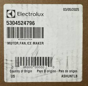 5304524796 Frigidaire Genuine Electrolux / Refrigerator Ice Maker Fan Motor
