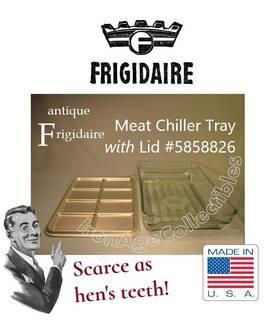 5858826 Frigidaire Antique Refrigerator Glass Meat Chiller Tray 1920s Complete With Lid