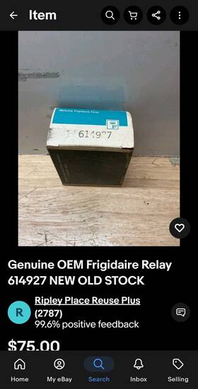 614927 Frigidaire Genuine Oem Relay #614927 New Old Stock