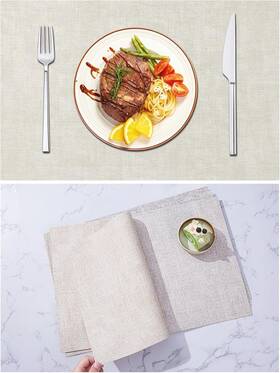 Ge 744759212733 Faux Leather Placemats Set Of 4 Modern Easy Clean Dining Place Mat Heat-resis