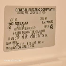 Tbx16ssbjlaa Ge 15.6 Cu/ft Refrigerators