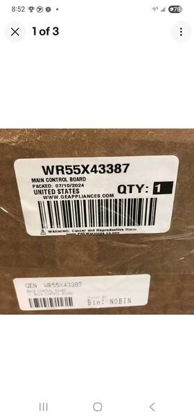 Wr55x43387 Ge New Freezer Main Control Board Part # Wr55x43387 Ge New Freezer Main Control Board Part #