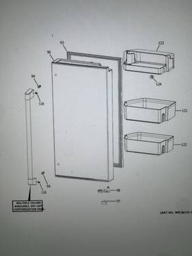 Wr71x43974 Ge Wr71x31844 Sku 671 Caf Refrigerator Right Door Center Bin # 121 Wr71x43974 Ge Wr71x31844 Sku 671 Caf Refrigerator Right Door Center Bin # 121