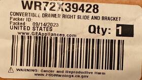 Wr72x39428 Ge Oem Convertible Drawer Right Slide And Brack