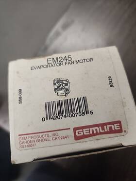 Em245 Gemline Evaporator Fan Motor