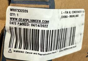 Wr87x32326 General Electric L Fin Al Condenser Pass Oem