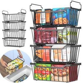 Gv-bxj8pb Goovilla Freezer Organizer Bins With Foldable Handle 8 Pack Stackable Baskets