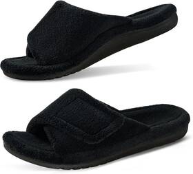 Gritheim 772467211922 Womens Orthotic Arch Support Slippers Fuzzy Adjustable 11 Black