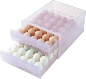 Hershuing 779207764656 60 Grid Large Capacity Egg Holder For 2-layer Drawer Clear