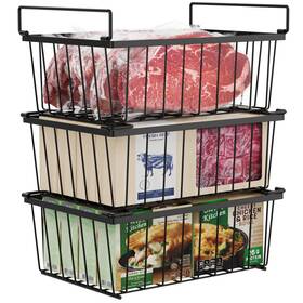 6605-m Ispecle Hbr012 Chest Freezer Organizer Bins - 3 Pack Stackable Deep F