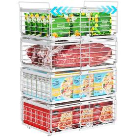 6606-l Ispecle Hbr012 Freezer Organizer Bins - Fit 10 To 20 Cu.ft Deep 4 Pack Large Expand