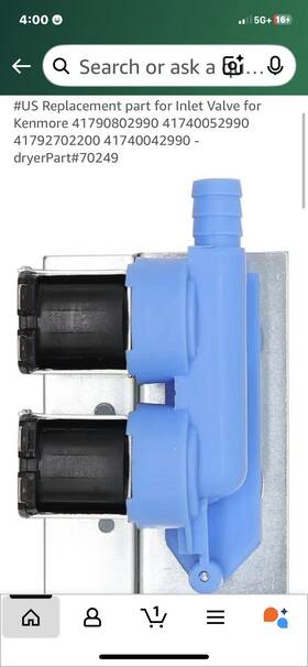70249 Kenmore Inlet Valve For - Dryerpart#70249