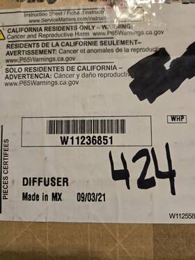 W11236851 Kenmore Oem Whirlpool Refrigerator Air Damper Assembly - New Part Opened Box