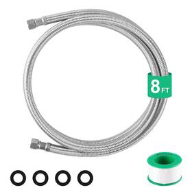 Keokle 719559622655 Refrigerator Water Line 8ft Stainless Steel Braided 1/4 Inch Ice Maker Supply L