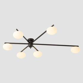Mcl01-6 Kitchen 6-light Mid Century Semi Flush Mount Black Matte Sputnik Chandelier Fixtures Wit