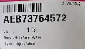 Aeb73764572 Lg New Oem Refrigerator Grille Assembly