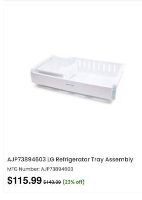 Ajp73894603 Lg Refrigerator- Drawer For Freezer