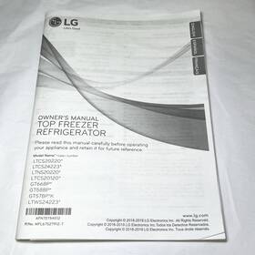 Ltcs20220 Lg Ltcs24223 Used Owners Manual For Top Freezer Refrigerator Gt66bp Ltns Ltws