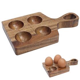 Marsrut 171024 Wood Egg Tray Wooden Deviled Board Platter Holder Reversible 4 Holes