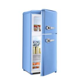 Fls-80g-blue-zql-5 Ootday Retro Mini Refrigerator 4 Cu. Ft. Small Fridge With Freezer 2-door Co