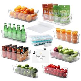 Organizedone 840217716864 Fridge Organizer - 16 Pc Refrigerator Bins Clear Pantry And Organizedone 840217716864 Fridge Organizer - 16 Pc Refrigerator Bins Clear Pantry And