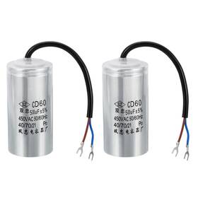 Pta230218tt0057 Patikil Cd60 Run Capacitor 2 Pack 500uf 450vac Wires 5% Tolerance 50/60hz