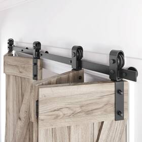 Sh-bf-193j-4 Roymelo 76 Inch Bifold Sliding Barn Door Hardware Track Kit Side Mounted Black J Shape Ro