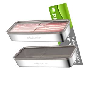 Strendier 775069556804 Bacon Container For Refrigerator 1 Pack 304 Stainless Steel Airtight Deli Me