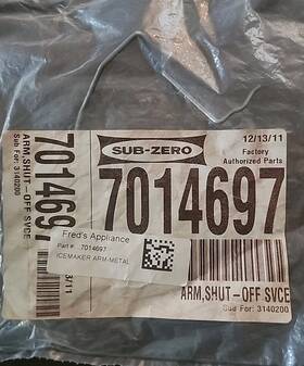 3140200 Sub-zero 7014697 New Ice Maker Shut-off Arm #15-13