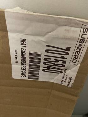 7015840 Sub-zero New Oem Part Heat Exchanger Svce A19