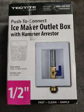 Tectite Fsbboximwh 1/2 Inch Push-to-connect Ice Maker Outlet Box With Water Hammer Arrestor
