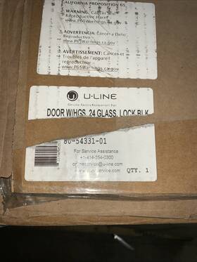 80-54331-01 U-line Door With Hgs 24 Glass Lock Black