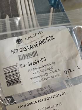 80-54169-00 Uline Hot Gas Valve And Coil - Free Shipping Genuine Oem Replacement