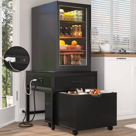 Unikito 759242806399 Mini Fridge Stand With Drawer Storage And Power Outlet Heavy Duty Mobile M Inch