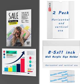 Wadoy 445053239220 Wall Acrylic Sign Holder With Double-sided Tape Horizontally And Vertically Use Wadoy 445053239220 Wall Acrylic Sign Holder With Double-sided Tape Horizontally And Vertically Use