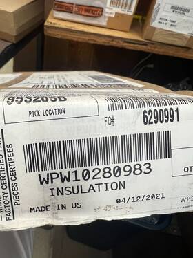 Wpw10280983 Whi New Oem Insulation