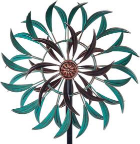 Whirlpool 711181728767 360 Outdoor Wind Spinner Sculpture With Metal Stake Yard Art Dec