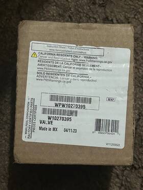 W10270395 Whirlpool Valve