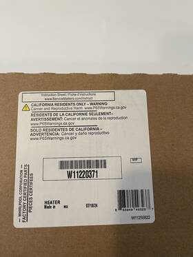 W11220371 Whirlpool W10570573 Heater Fridge New Oem