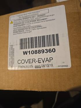 W10889360 Whirlpool Refrigerator Fresh Food Evaporator Cover